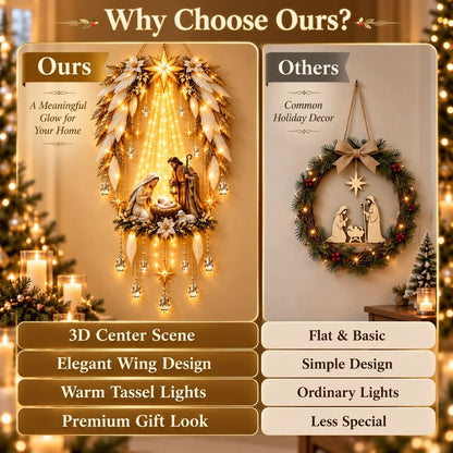 ✨👼 Heavenly Angel Wings Nativity Light✨ – Lighted Christmas Wall Decor ✈️