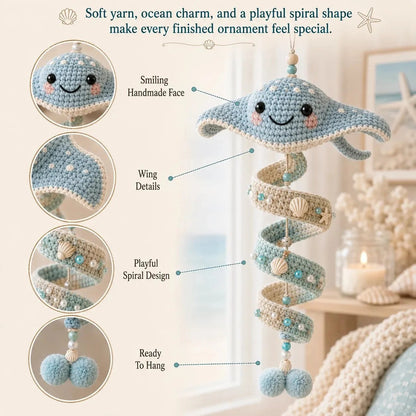 🌊Sea-animal themed crochet hanging kit (spiral) for beginners | Complete kit with all tools and step-by-step guide included💕