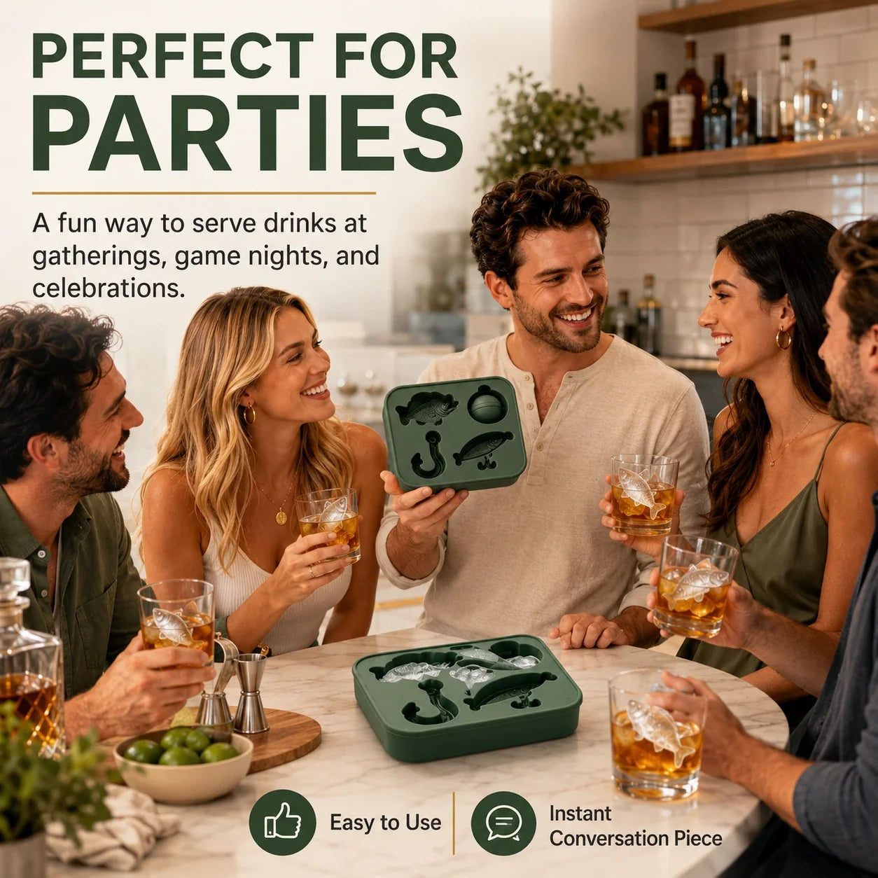 🎣 Fishing-Themed Ice Mold – Fish, Lure, Hook & Bobber Shapes