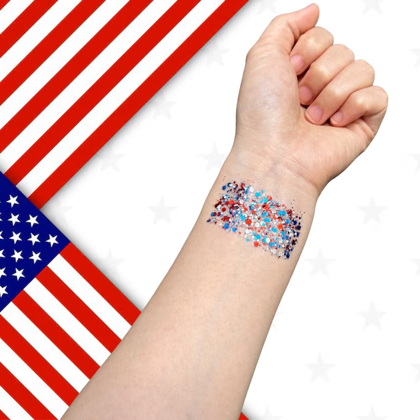 🦅4th of July Glitter Stick✨🔔Red, White & Blue Body & Hair Sparkle