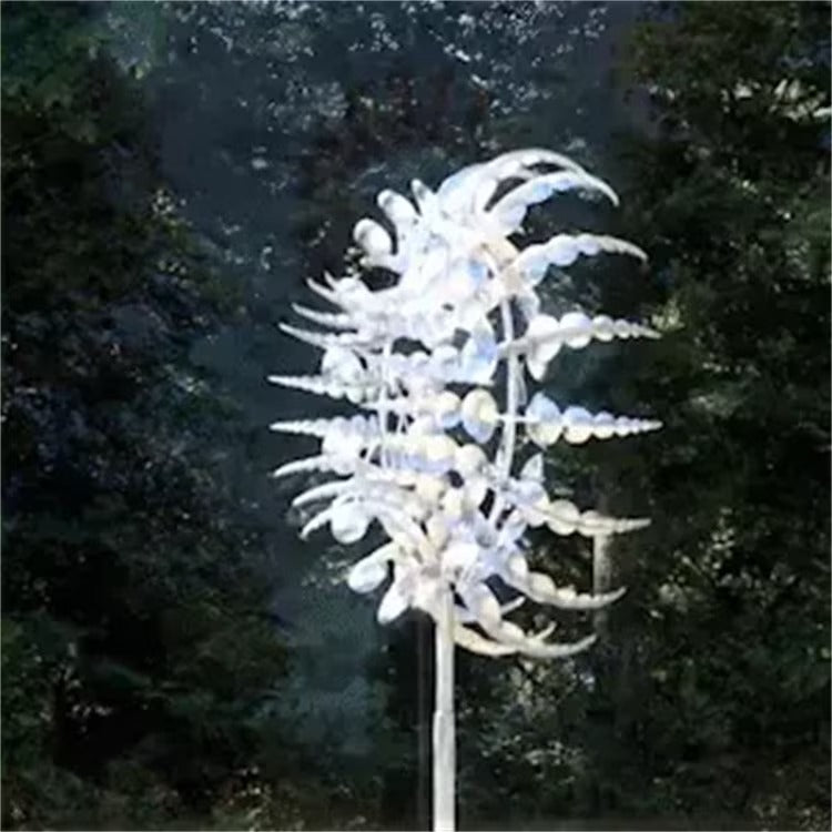 New Unique and Magical Metal Windmill 3D Wind Powered Kinetic Sculpture Lawn Metal Wind Solar Spinners Yard and Garden Decor