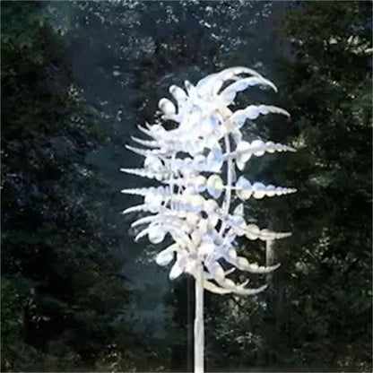 New Unique and Magical Metal Windmill 3D Wind Powered Kinetic Sculpture Lawn Metal Wind Solar Spinners Yard and Garden Decor