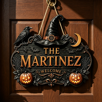🎃Personalized Halloween Welcome Sign – Custom Family Name Witch Decor🧙‍♀️  🎃Personalized Halloween Welcome Sign – Custom Family Name Witch Decor🧙‍♀️