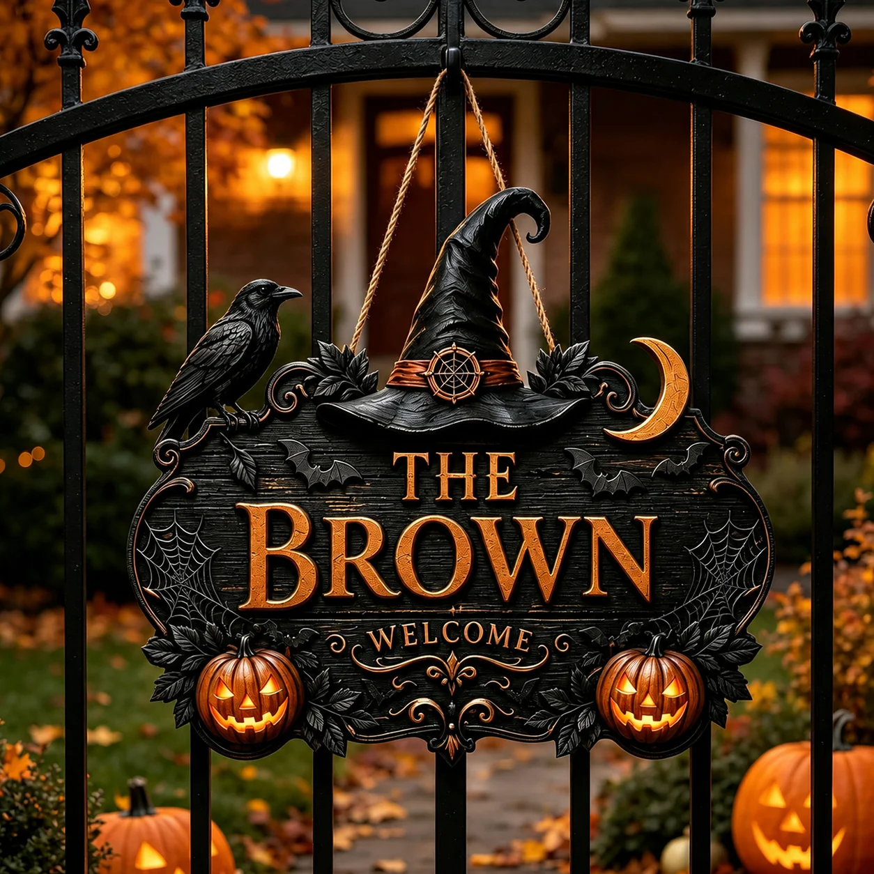 🎃Personalized Halloween Welcome Sign – Custom Family Name Witch Decor🧙‍♀️  🎃Personalized Halloween Welcome Sign – Custom Family Name Witch Decor🧙‍♀️