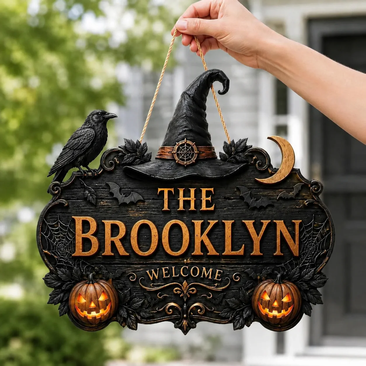 🎃Personalized Halloween Welcome Sign – Custom Family Name Witch Decor🧙‍♀️  🎃Personalized Halloween Welcome Sign – Custom Family Name Witch Decor🧙‍♀️