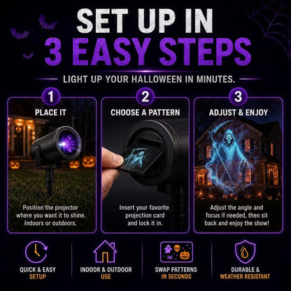 🎃 32ft HD Halloween Projector | Make your Halloween party amazing | 10 Unique HD Projection Patterns