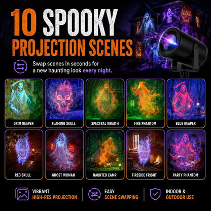 🎃 32ft HD Halloween Projector | Make your Halloween party amazing | 10 Unique HD Projection Patterns