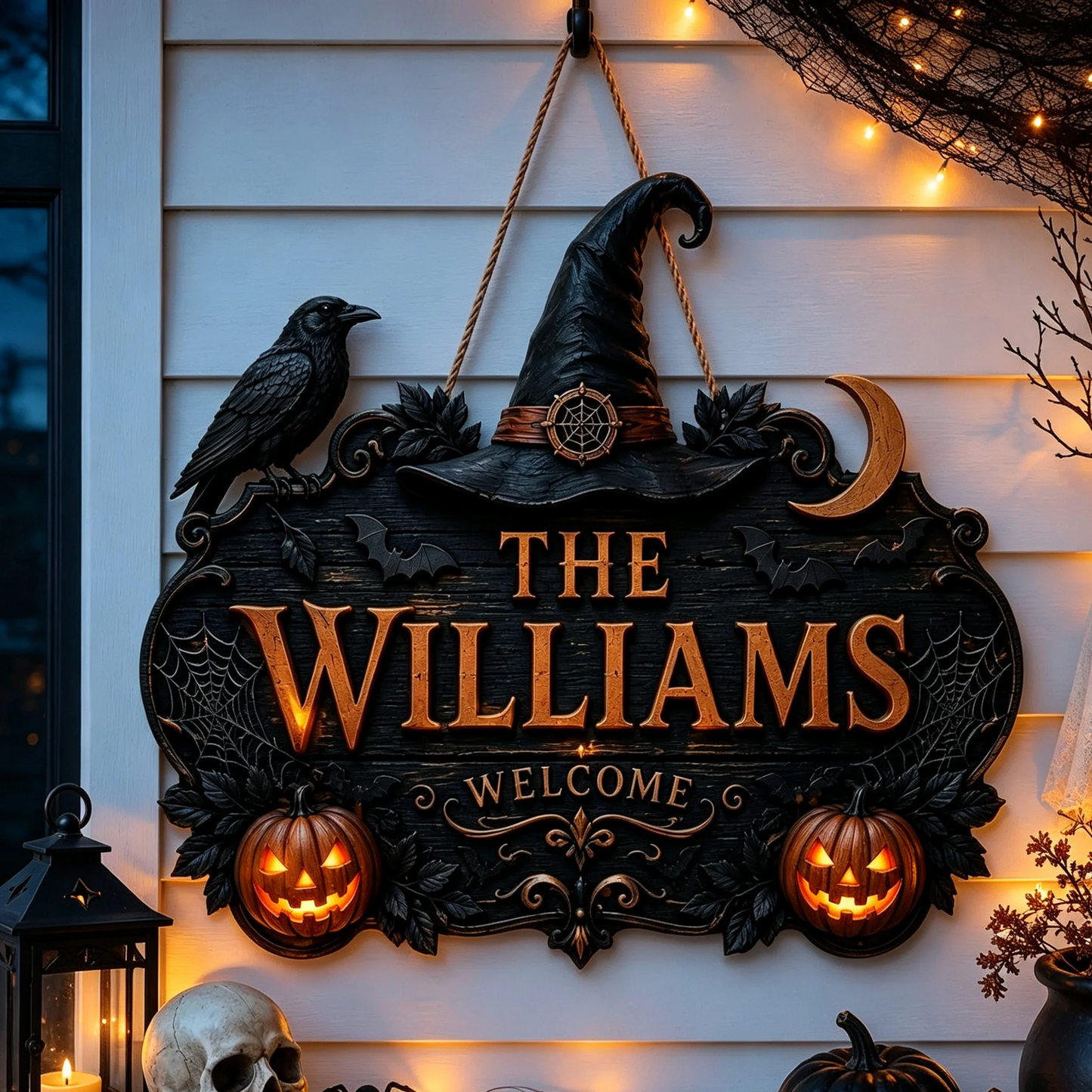 🎃Personalized Halloween Welcome Sign – Custom Family Name Witch Decor🧙‍♀️  🎃Personalized Halloween Welcome Sign – Custom Family Name Witch Decor🧙‍♀️