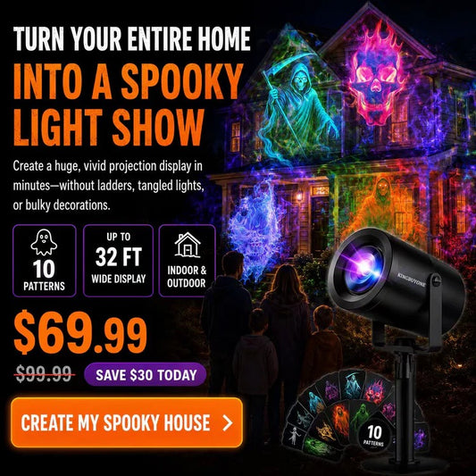 🎃 32ft HD Halloween Projector | Make your Halloween party amazing | 10 Unique HD Projection Patterns