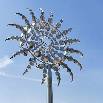 New Unique and Magical Metal Windmill 3D Wind Powered Kinetic Sculpture Lawn Metal Wind Solar Spinners Yard and Garden Decor