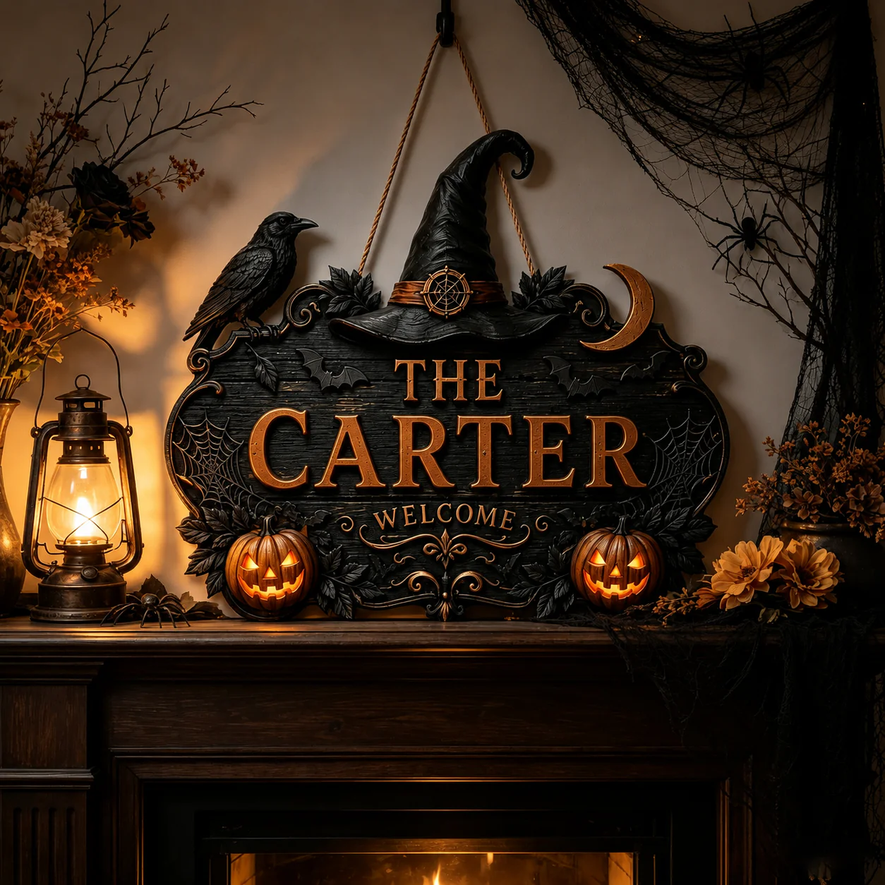 🎃Personalized Halloween Welcome Sign – Custom Family Name Witch Decor🧙‍♀️  🎃Personalized Halloween Welcome Sign – Custom Family Name Witch Decor🧙‍♀️