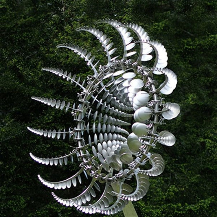 New Unique and Magical Metal Windmill 3D Wind Powered Kinetic Sculpture Lawn Metal Wind Solar Spinners Yard and Garden Decor