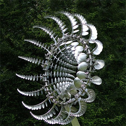 New Unique and Magical Metal Windmill 3D Wind Powered Kinetic Sculpture Lawn Metal Wind Solar Spinners Yard and Garden Decor