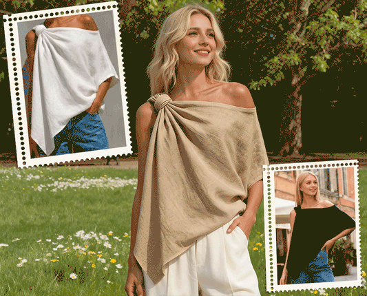The “Natural Elegance” cotton-linen one-shoulder top