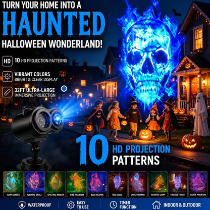 🎃 32ft HD Halloween Projector | Make your Halloween party amazing | 10 Unique HD Projection Patterns