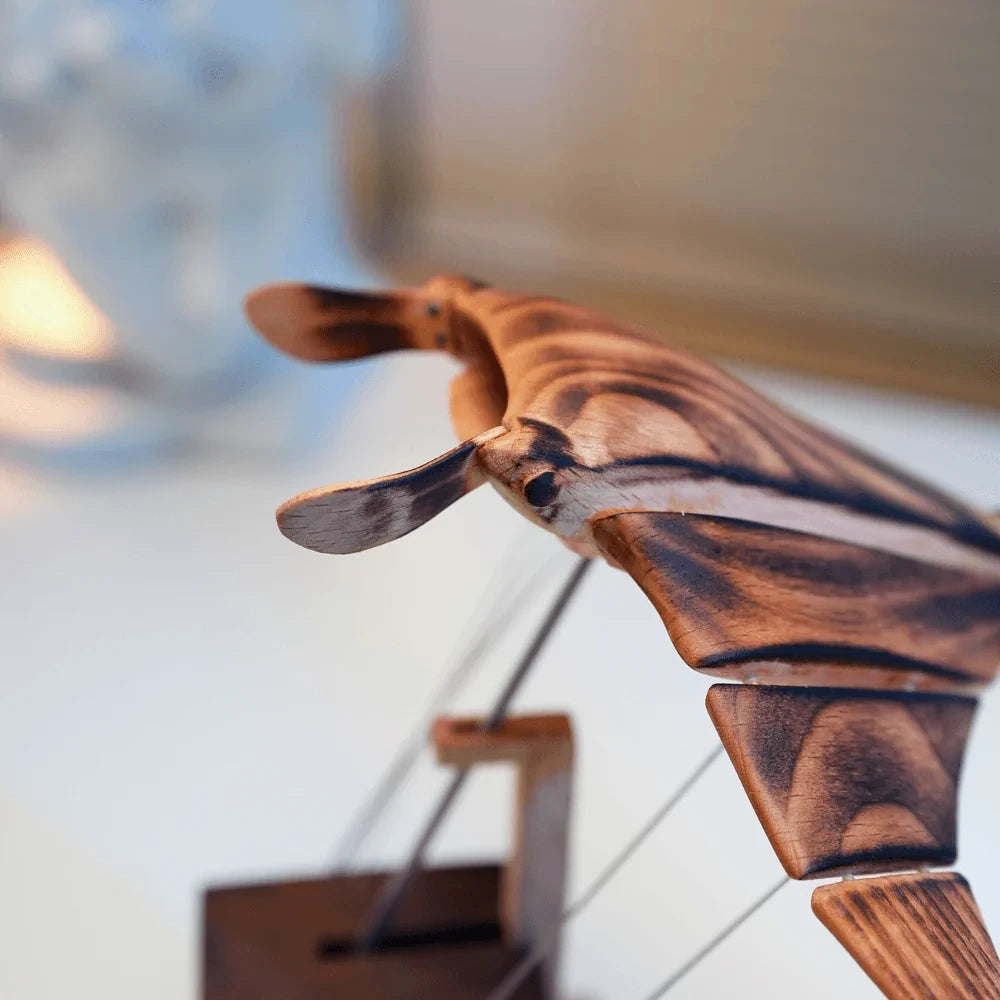 Wooden manta ray close-up