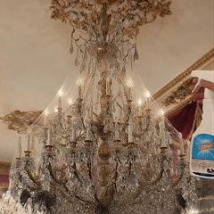 Chandelier cleaner in action