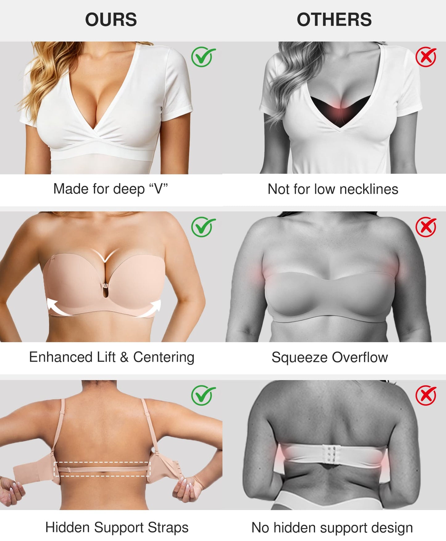 Seamless Non-Slip Push-Up Shaping Strapless Bra