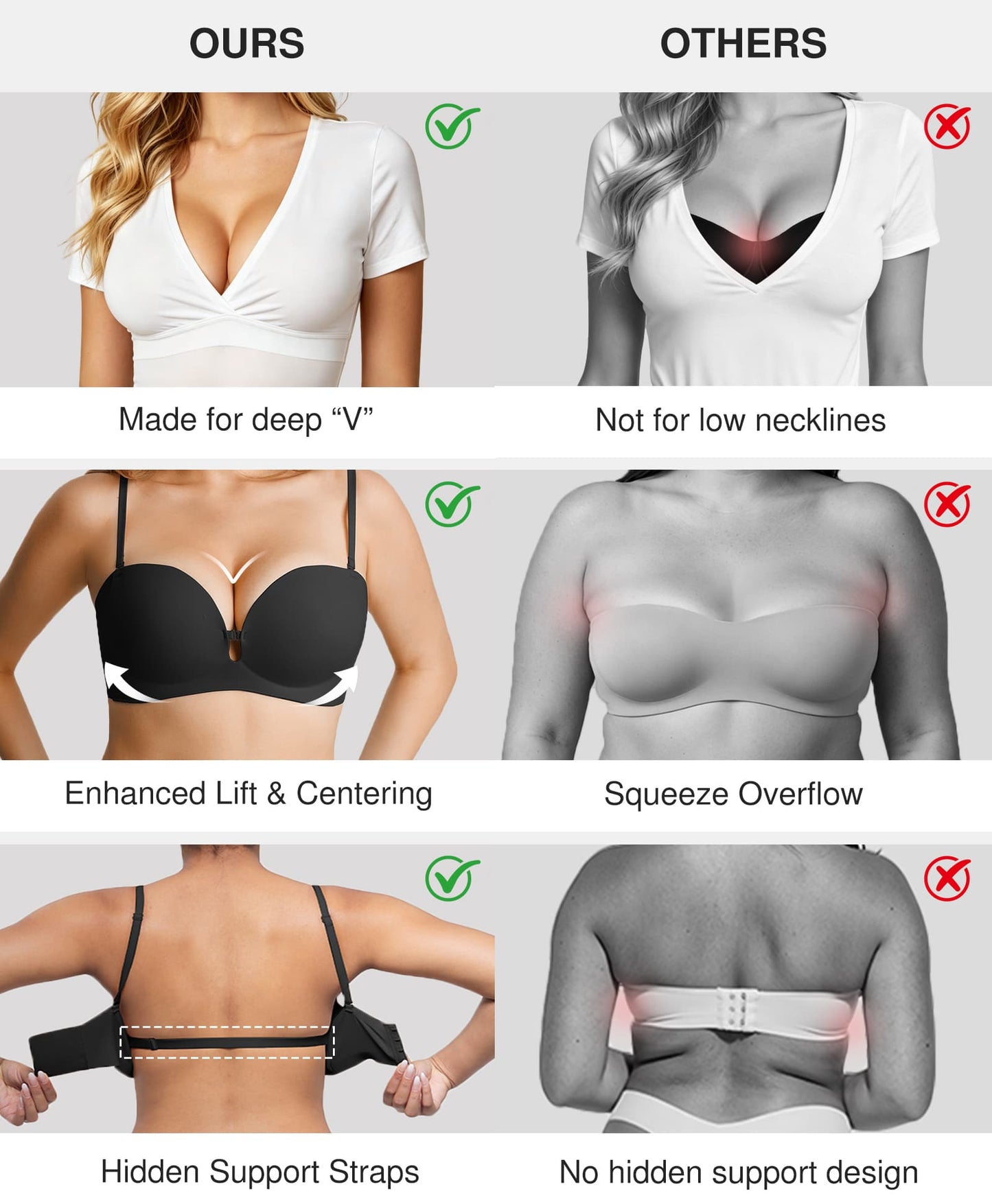 Seamless Non-Slip Push-Up Shaping Strapless Bra