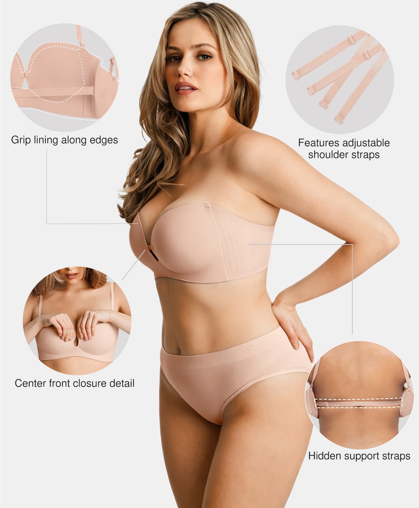 Seamless Non-Slip Push-Up Shaping Strapless Bra