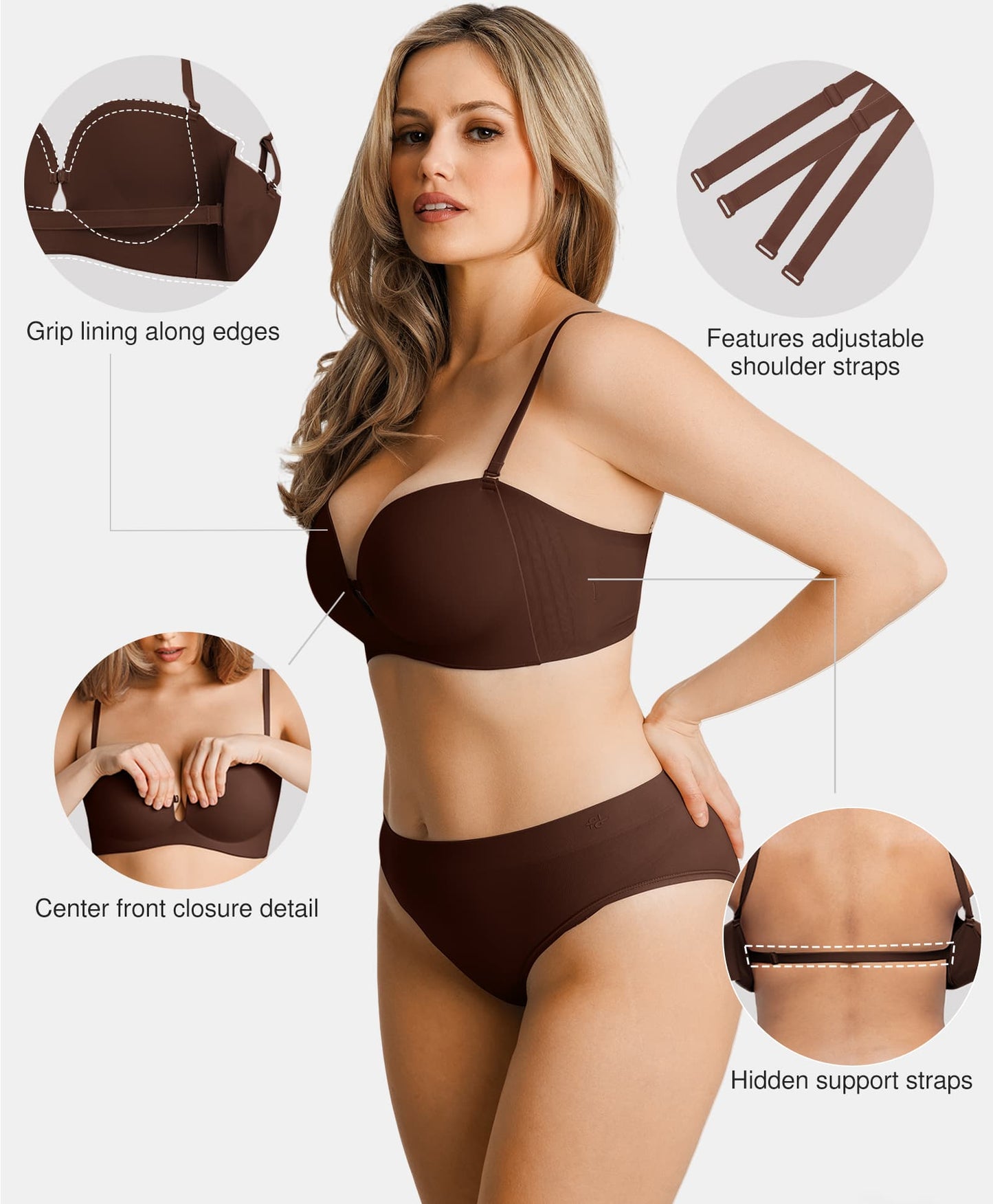 Seamless Non-Slip Push-Up Shaping Strapless Bra