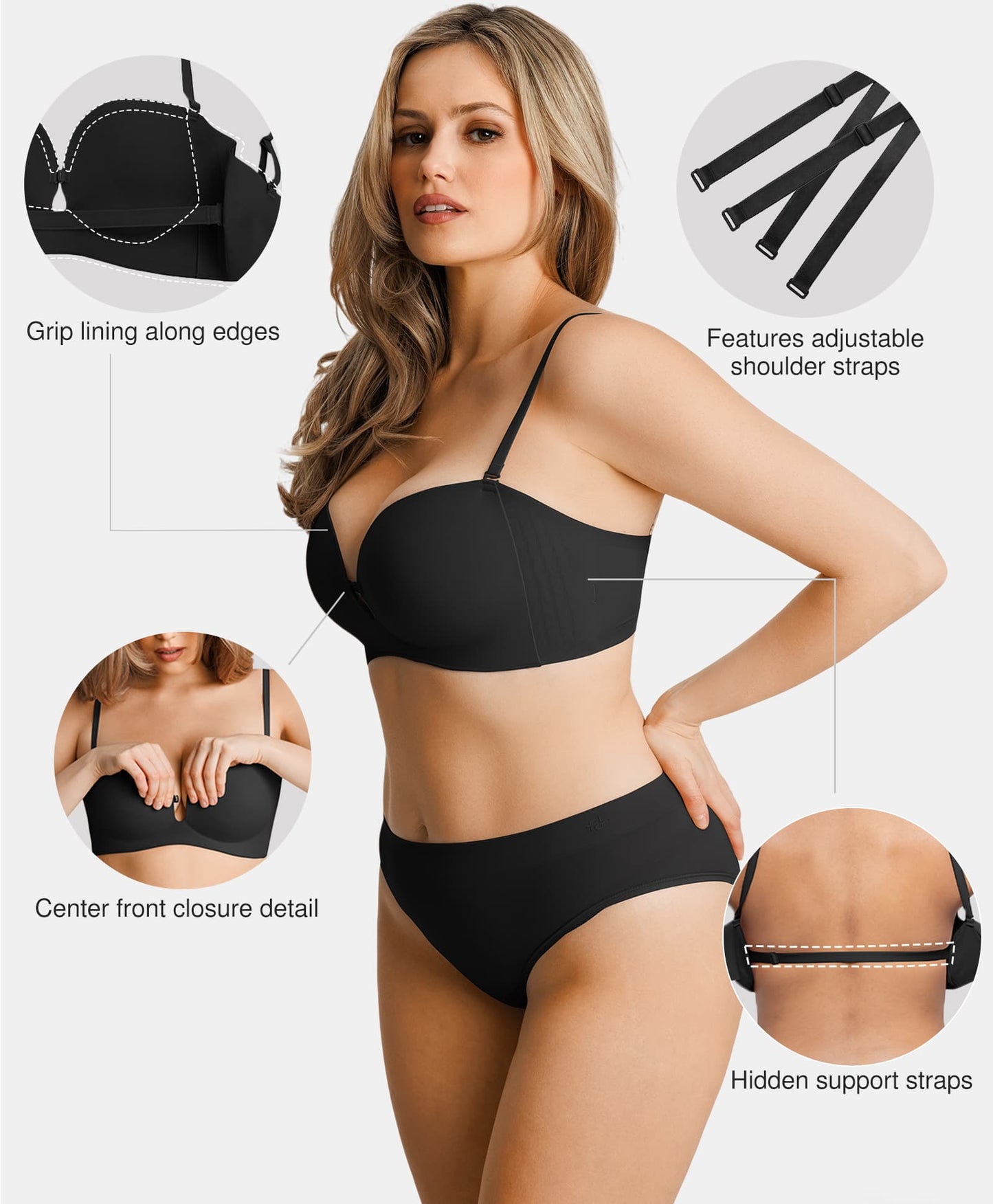 Seamless Non-Slip Push-Up Shaping Strapless Bra